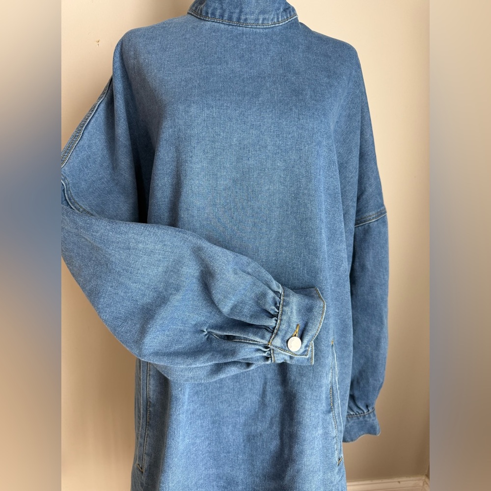 NWT Stylewe Denim Fringe Mock Neck Tunic Dress - Medium - Picture 5 of 16